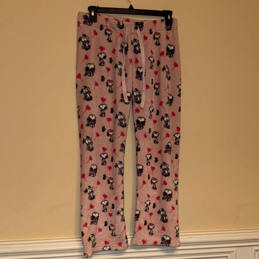 Peanuts Snoopy Valentine's Day Plush Fleece Pajama Pants Size‎ Medium